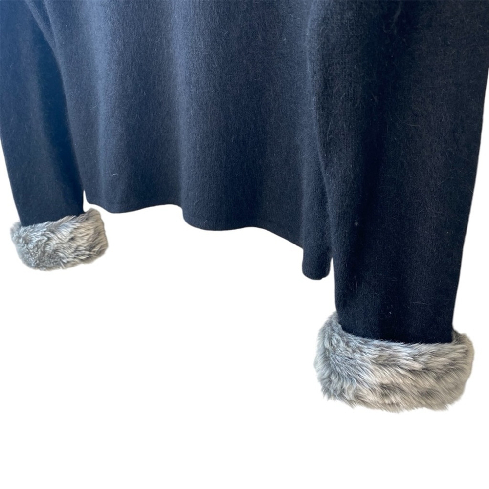 Vintage Rosanna Black Angora Lambs Wool V-Neck Long Sleeve Sweater Top MEDIUM - Picture 4 of 8
